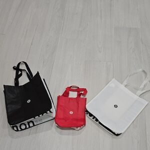 Lululemon Reusable Shopping Bags Black, Red, White 3 Pack